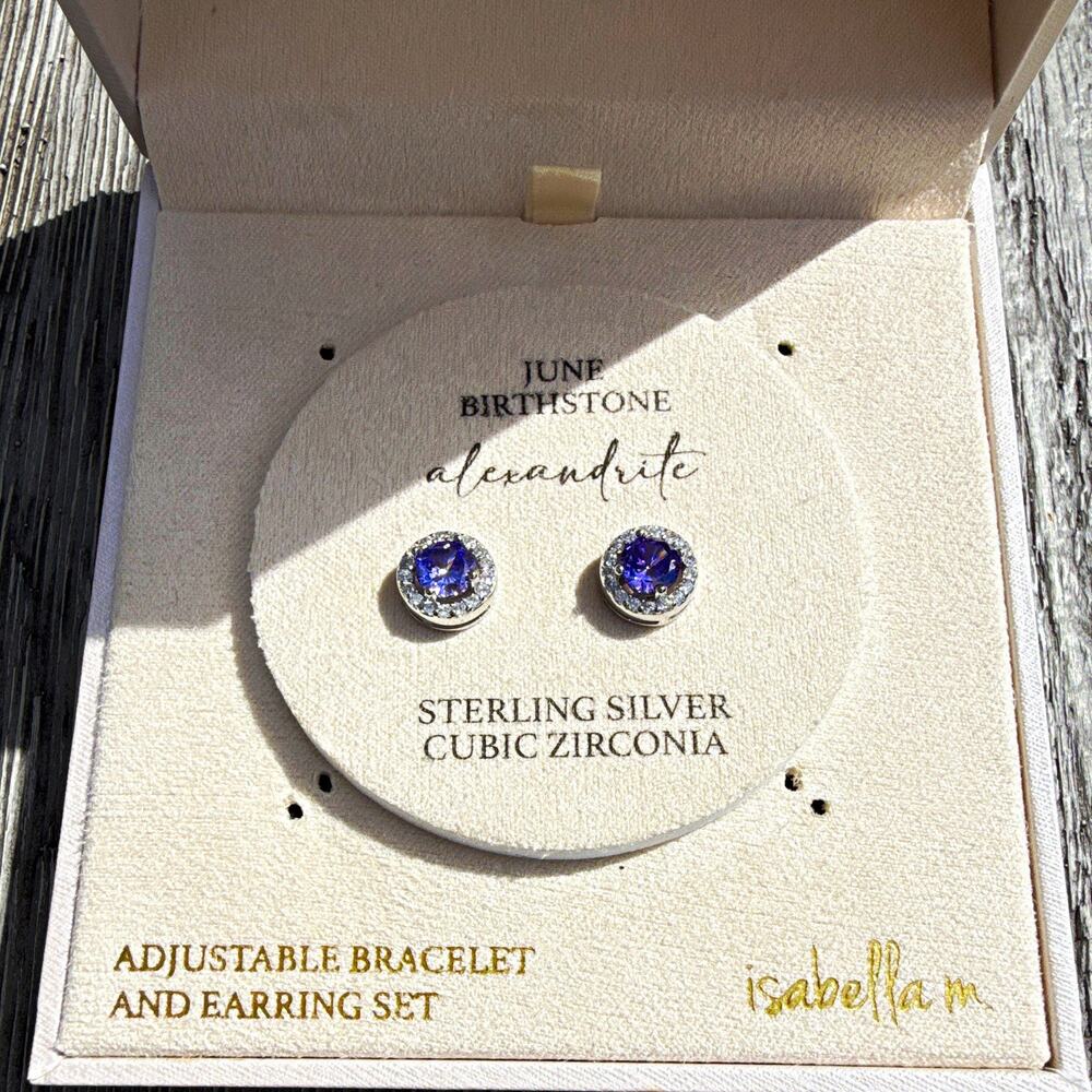 Isabella M June Birthstone Alexandrite Sterling Silver CZ Earrings (161)